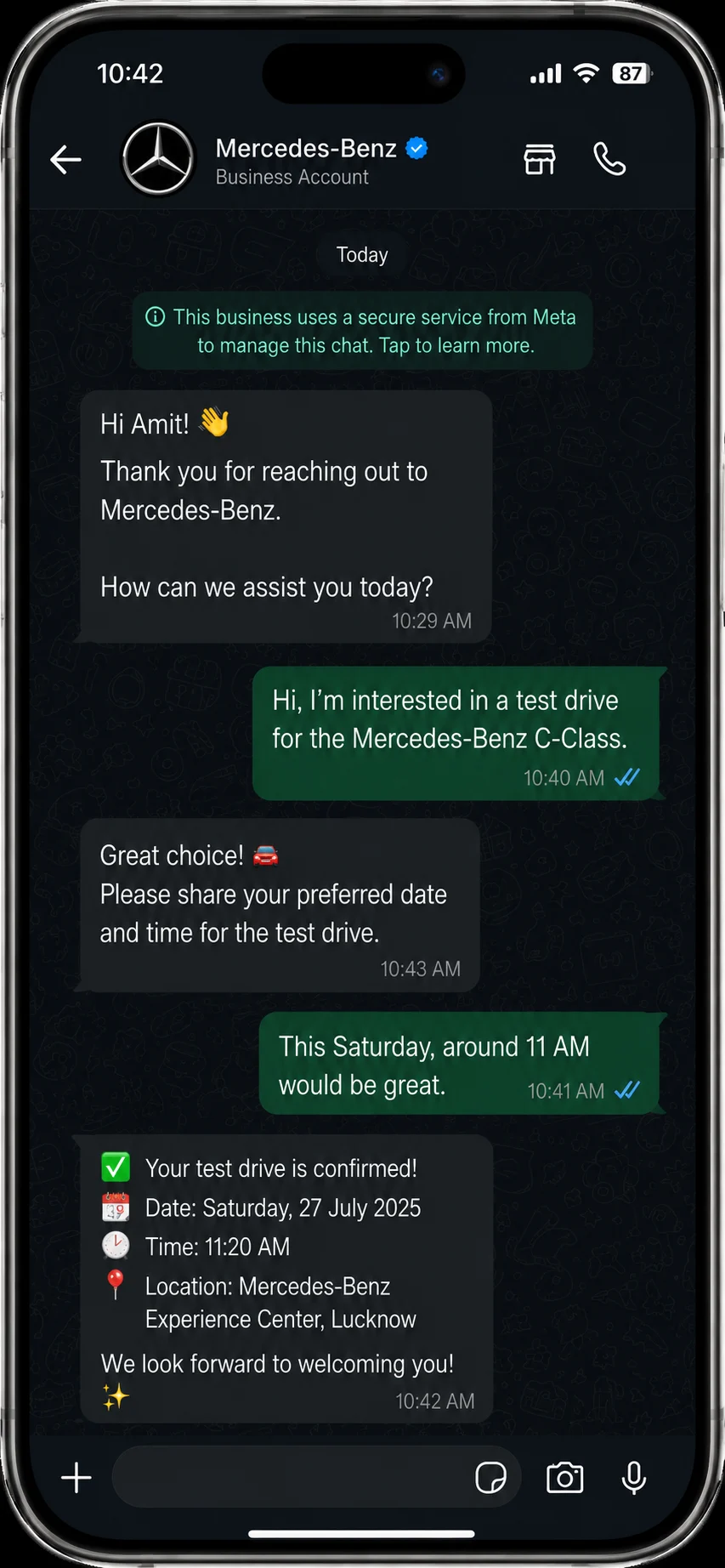Mrkting WhatsApp conversation demo